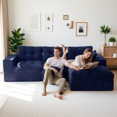 MAXYOYO L-Shaped Sectional Puffinest Modular Sofa – Convertible Ottoman, No-Assembly, 4-in-1 Flexible Layout
