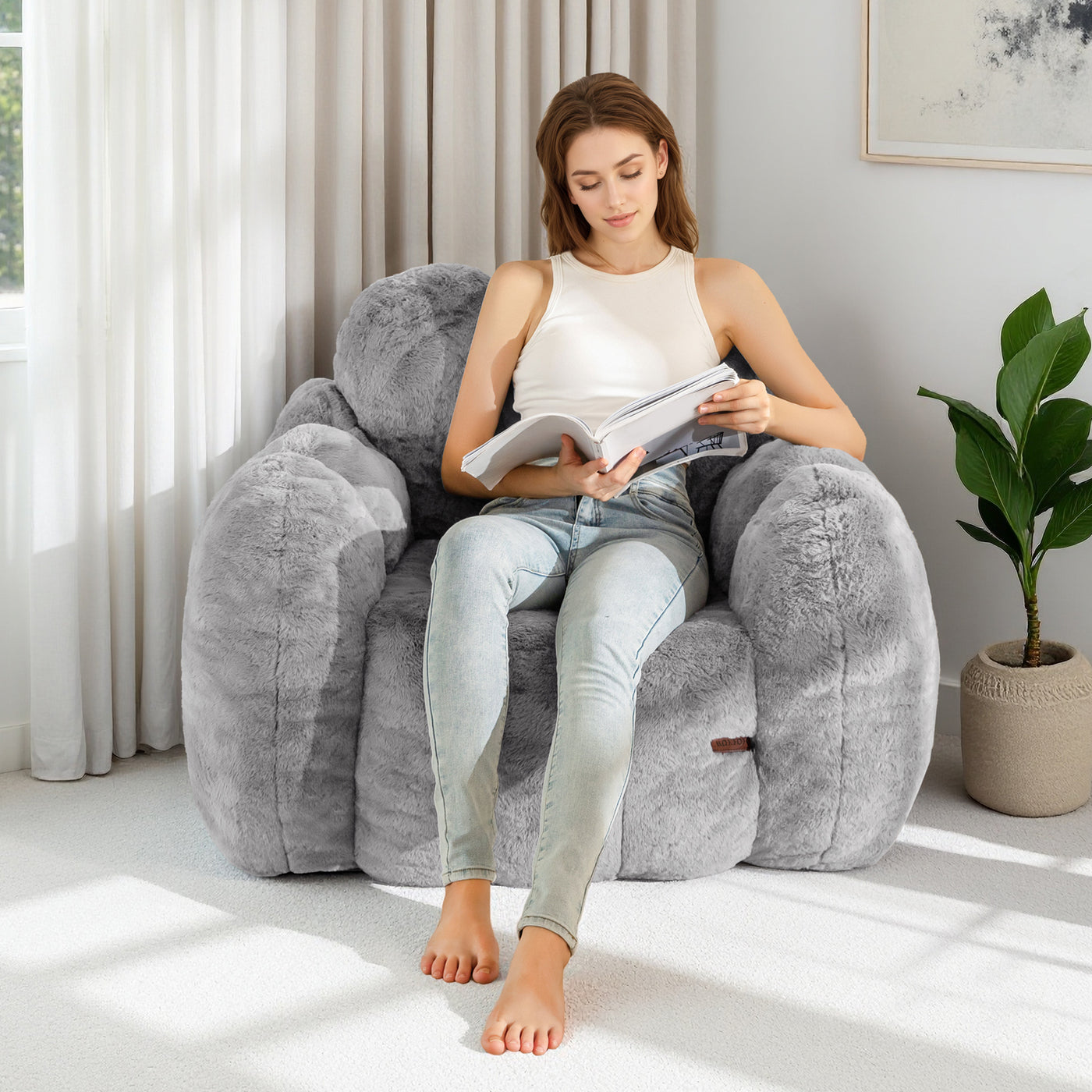 MAXYOYO Cloud Bean Bag Chair – Soft Floor Sofa for Adults, Single Floor Couch