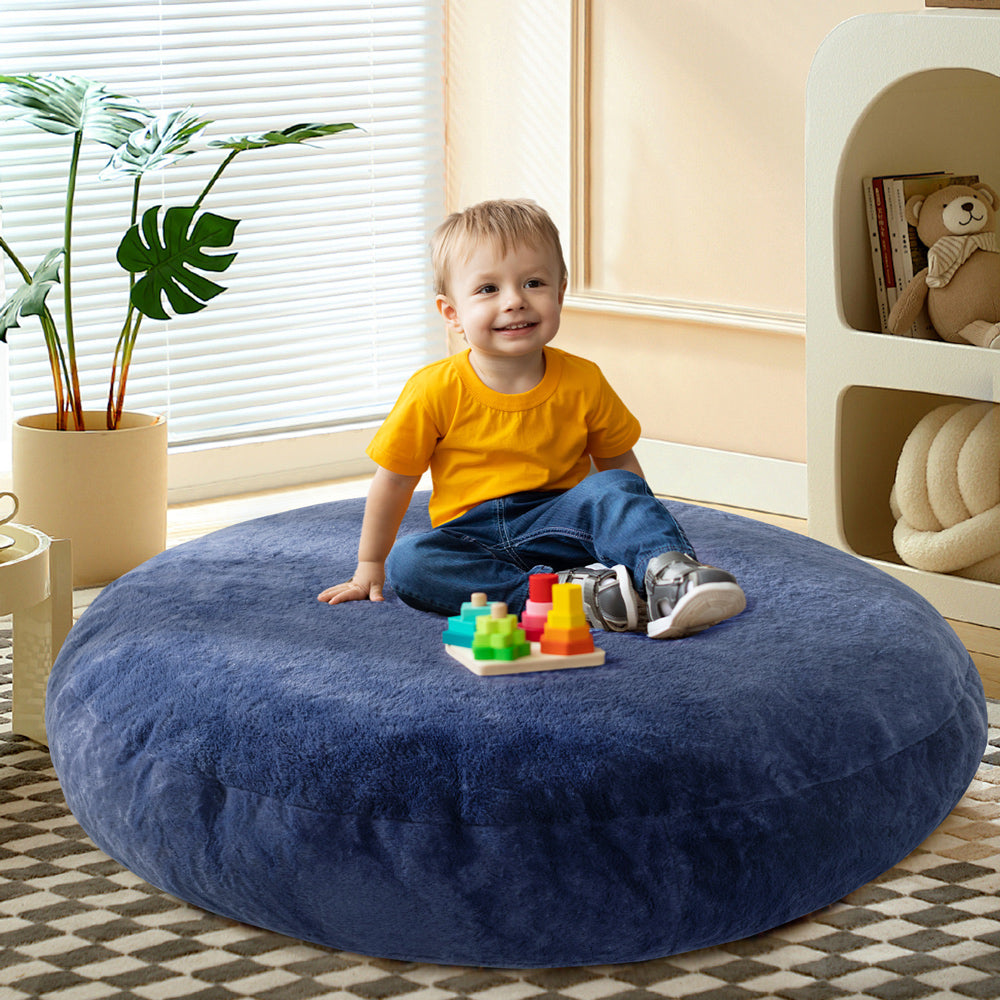 MAXYOYO 2-in-1 Kids Bean Bag Bed, Convertible Kids Bean Bag Chair to Bed, Floor Cushion (Blue)