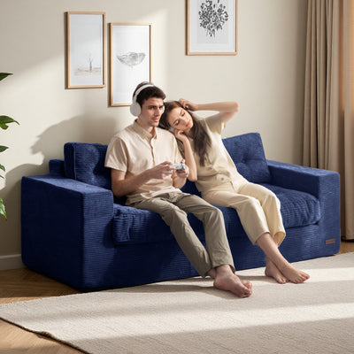 MAXYOYO 3 Seater Couch for Living Room - Boneless Couch, Sofa in A Box, No Assembly Required, Navy