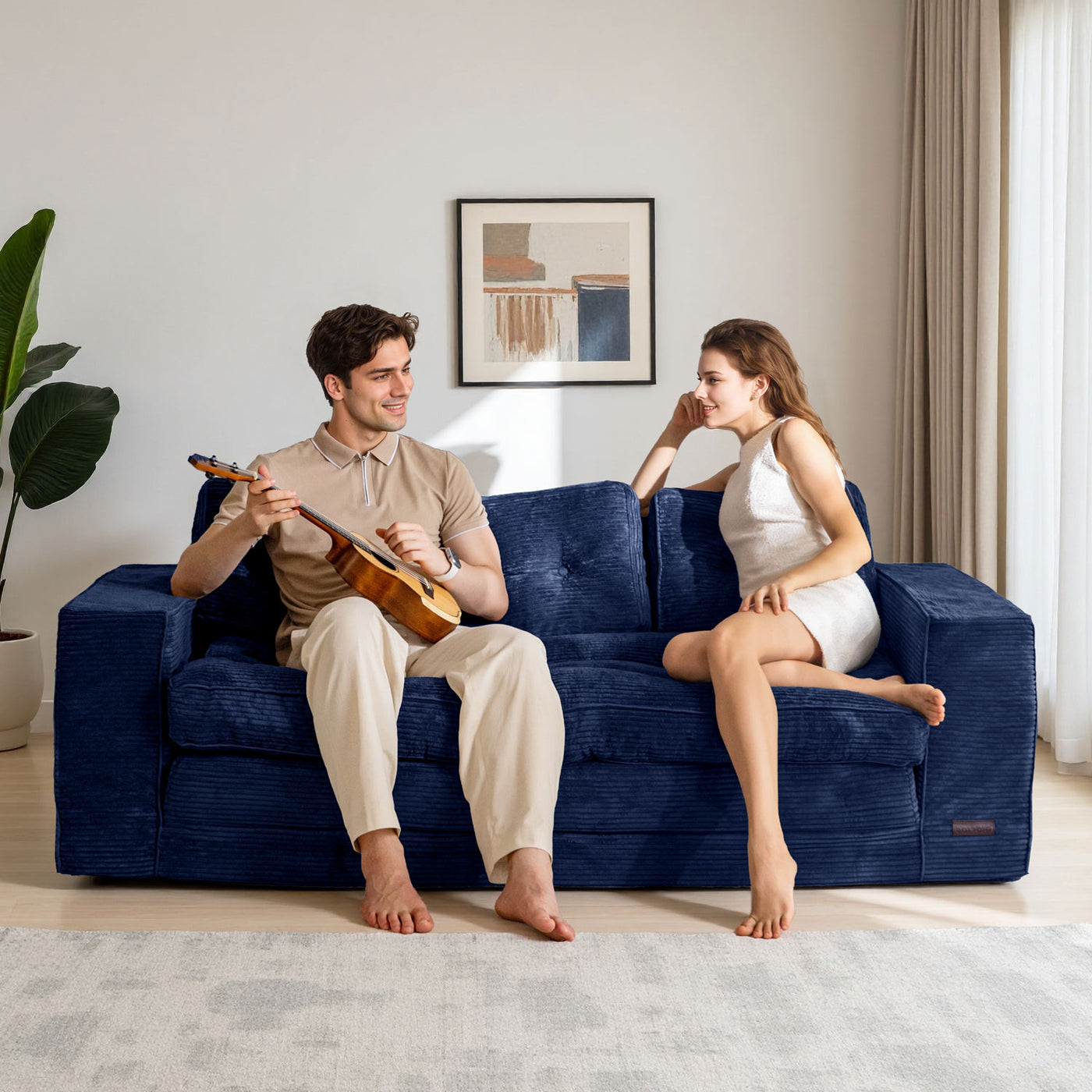 MAXYOYO 3-Seater Convertible Sofa Bed – Corded 2-in-1 Pull-Out Floor Couch with Pillows for Living Room, No Assembly