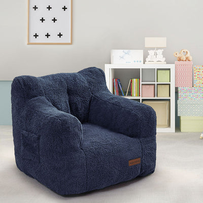 MAXYOYO Kids Sherpa Bean Bag Chair, Teddy Lazy Sofa for Girls and Boys, Navy
