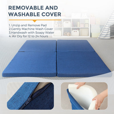 MAXYOYO Kids Play Mat, Thick & Convertible Floor Mat for Kids Playroom, Blue