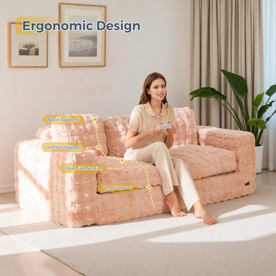 MAXYOYO 3-Seater Bubbled Bean Bag Chair – Tufted Boneless Couch for Living Room, No Assembly