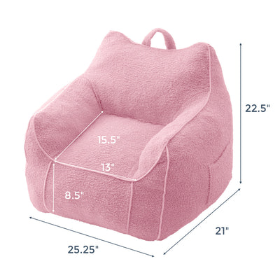 MAXYOYO Kids Bean Bag Chair, Sherpa Bean Bag Couch with Decorative Edges for children's room (Light Pink)