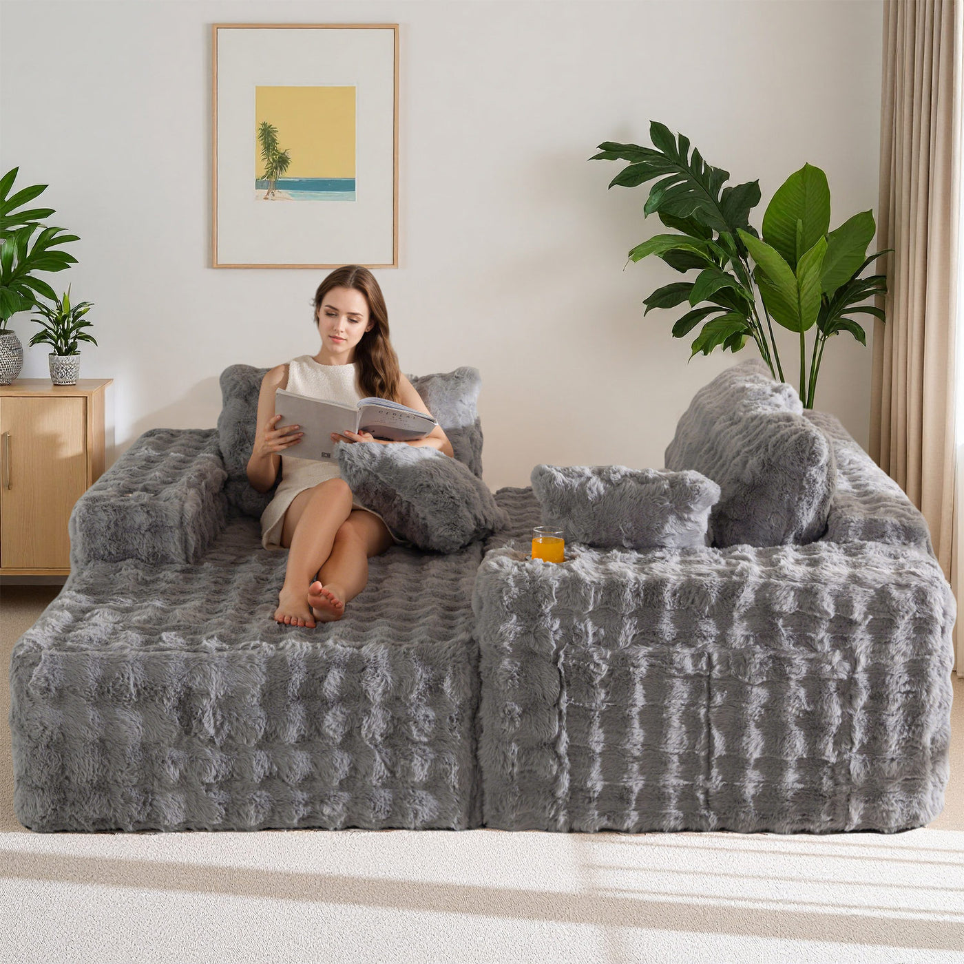 MAXYOYO Bubble 104" Modular Sectional Couch with L-Shape Chaise, Modern Boneless Couch for Living Room, Sofa in A Box