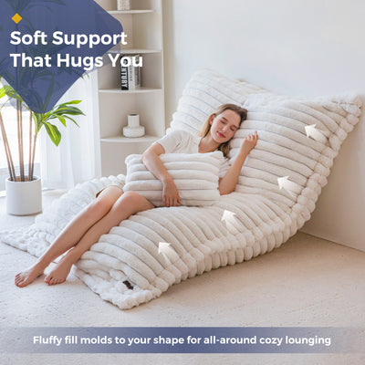MAXYOYO Giant Bean Bag Chair with Pillow, 3 in 1 Convertible Bean Bag Bed for Adults with Washable Cover, Removable Floor Cushion Stuffed Floor Lounger for Living Room Bedroom