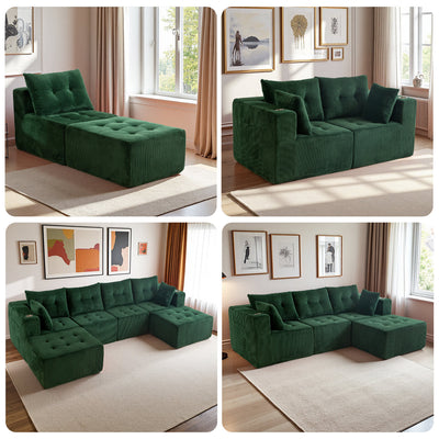 L Shaped Modular Sofa #color_green