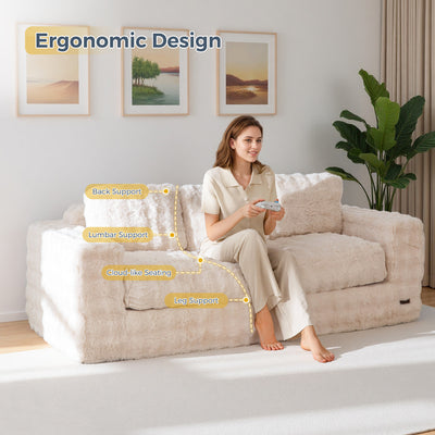 MAXYOYO 3-Seater Bubbled Bean Bag Chair – Tufted Boneless Couch for Living Room, No Assembly