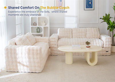 MAXYOYO 3 Seater Sofa for Living Room, Tufted Boneless Couch Bubbled Sofa Couch, Comfy Bean Bag Chair for Bedroom Apartment, No Assembly Needed