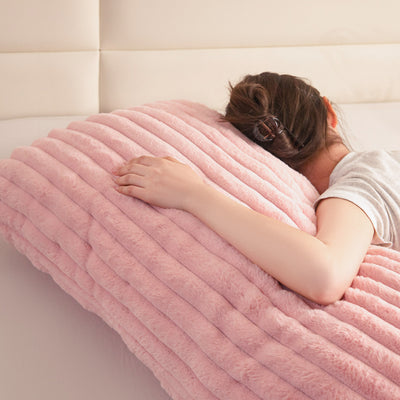 MAXYOYO Body Pillow - Ultra Striped Faux Fur Long Bed Pillows for Sleeping (20 x 54 Inch, Pink)