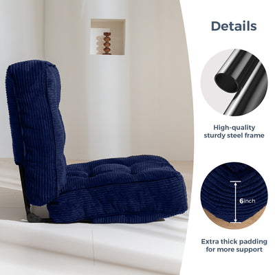 MAXYOYO Adjustable Floor Chair with Back Support, Gaming Chair Floor Meditation Chair, Navy