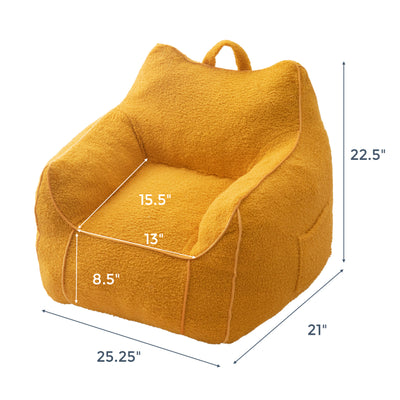 MAXYOYO Kids Bean Bag Chair, Sherpa Bean Bag Couch with Decorative Edges for children's room (Lemon Yellow)
