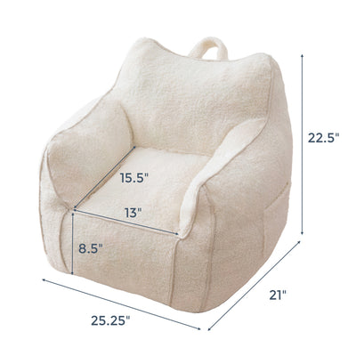 MAXYOYO Kids Bean Bag Chair, Sherpa Bean Bag Couch with Decorative Edges for children's room (White)