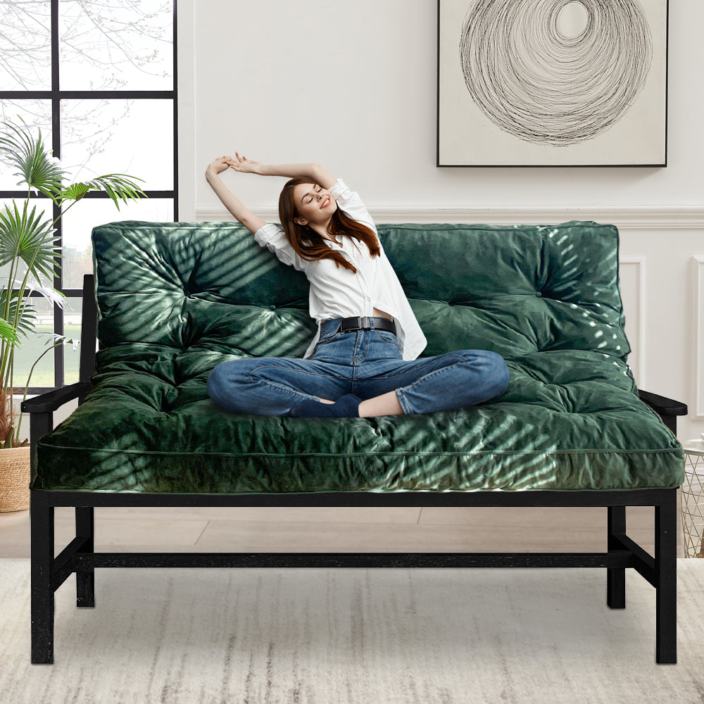 MAXYOYO 8-Inch Thick Futon Mattress Full Size – Velvet Shredded Foam Floor Mattress, Dark Grey