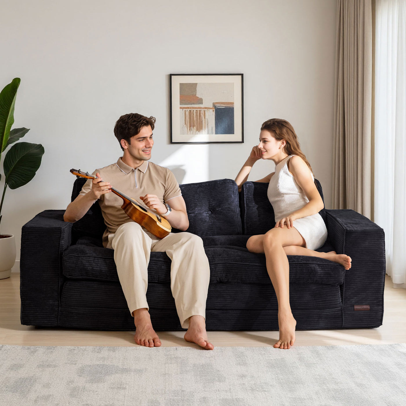 MAXYOYO 3-Seater Convertible Sofa Bed – Corded 2-in-1 Pull-Out Floor Couch with Pillows for Living Room, No Assembly