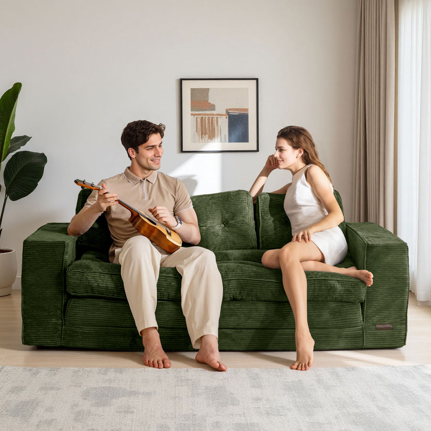 MAXYOYO 3-Seater Convertible Sofa Bed – Corded 2-in-1 Pull-Out Floor Couch with Pillows for Living Room, No Assembly