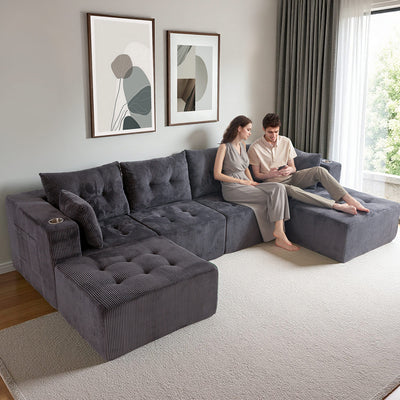 U Shaped Modular Sofa #color_grey