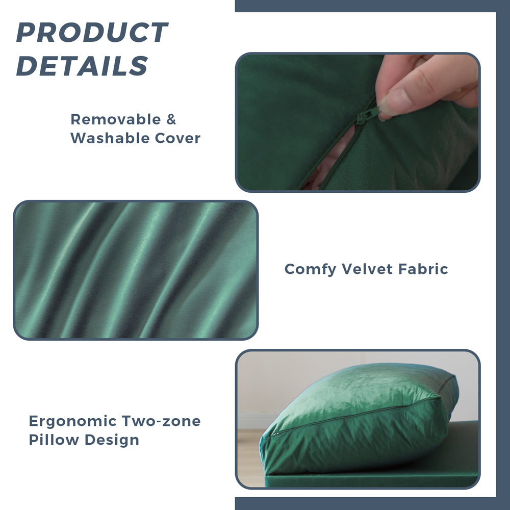 MAXYOYO Bean Bag Folding Sofa Bed, Velvet Floor Sofa with Washable Cover for Adults, Green
