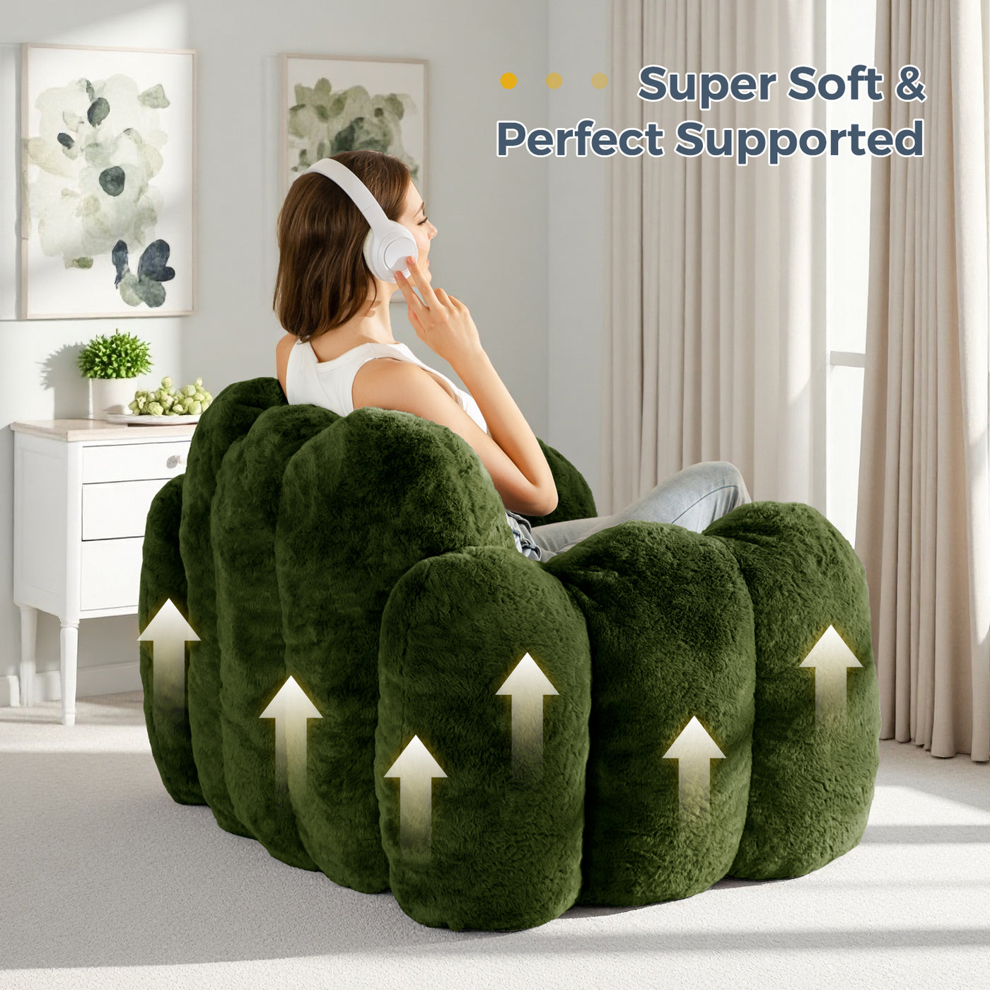 MAXYOYO Cloud Bean Bag Chair – Soft Floor Sofa for Adults, Single Floor Couch