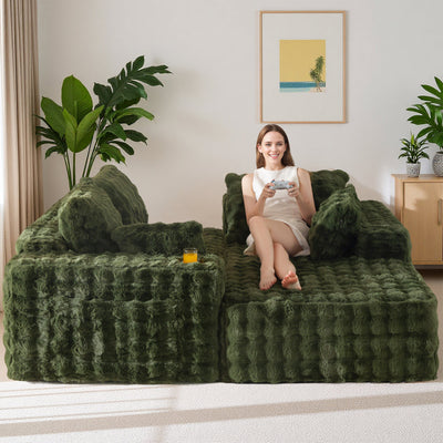 MAXYOYO Bubble 104" Modular Sectional Couch with L-Shape Chaise, Modern Boneless Couch for Living Room, Sofa in A Box