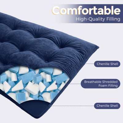 MAXYOYO Floor Futon Mattress, 6 Inch Tufted Folding Mattress with Chenille Fabric, Floor Sofa Bed Guest Couch Bed for Adults, Navy