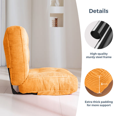 MAXYOYO Adjustable Floor Chair with Back Support, Gaming Chair Floor Meditation Chair, Orange