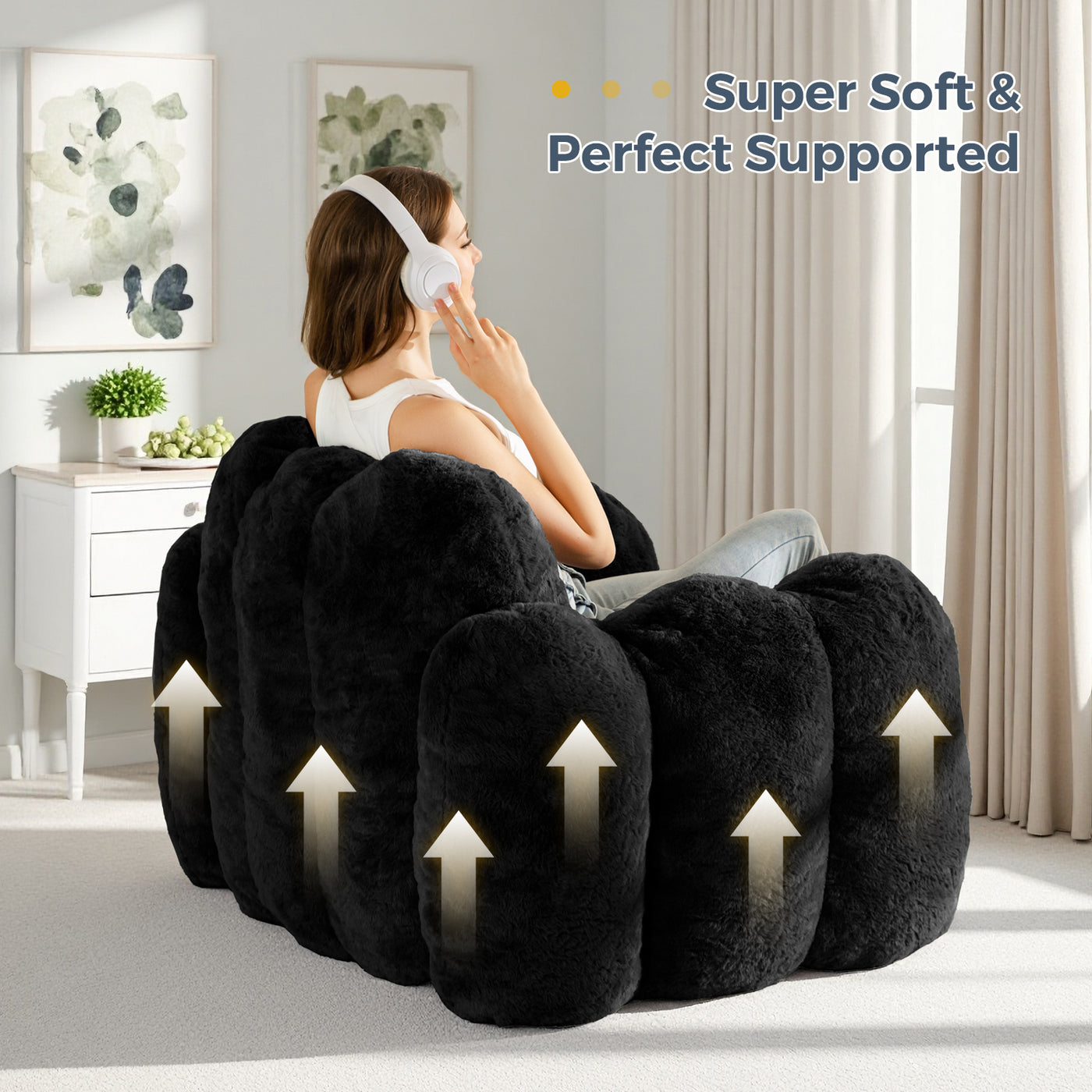 MAXYOYO Cloud Bean Bag Chair – Soft Floor Sofa for Adults, Single Floor Couch
