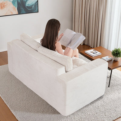 MAXYOYO Bean Bag Sofa Chair - Upholstered Floor Sofa with Armrests for Adults, Beige