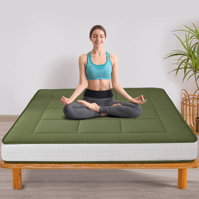 MAXYOYO 8 Inch Futon Mattress, Super Thick Square Quilting Japanese Futon Bed, Green