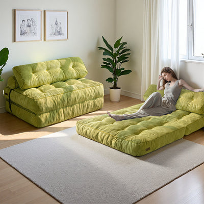 MAXYOYO Folding Sofa Bed, Convertible Sleeper Chair with Pilow Foldable Matress with Back Support(Double),Green