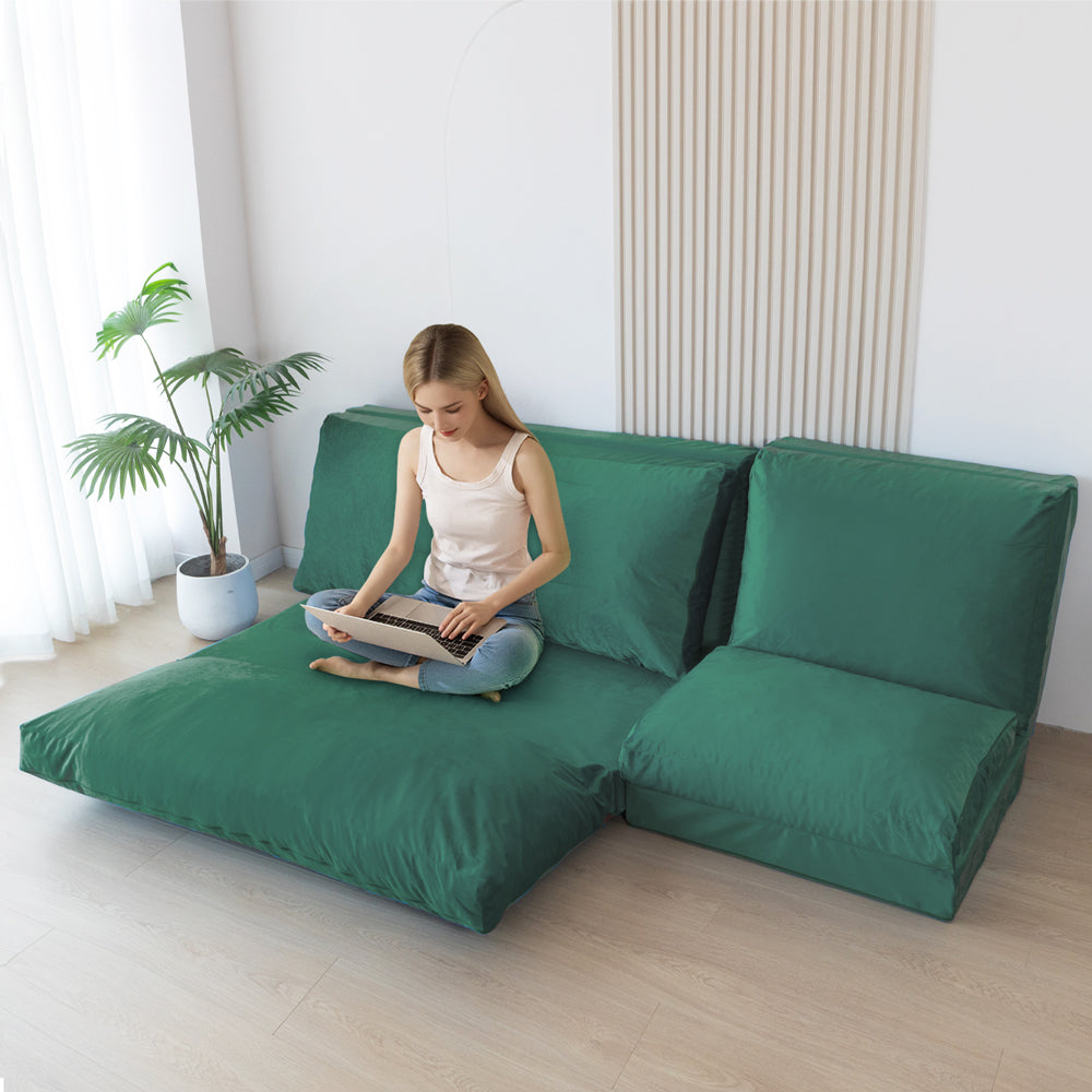 MAXYOYO Velvet Floor Sofa Bed Green Maxyoyo