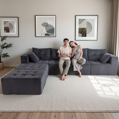 U Shaped Modular Sofa #color_grey