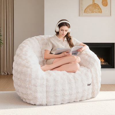 MAXYOYO Giant Bean Bag Chair for Adults, Faux Fur Shell-Shaped Floor Couch