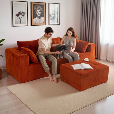 L Shaped Modular Sofa #color_orange