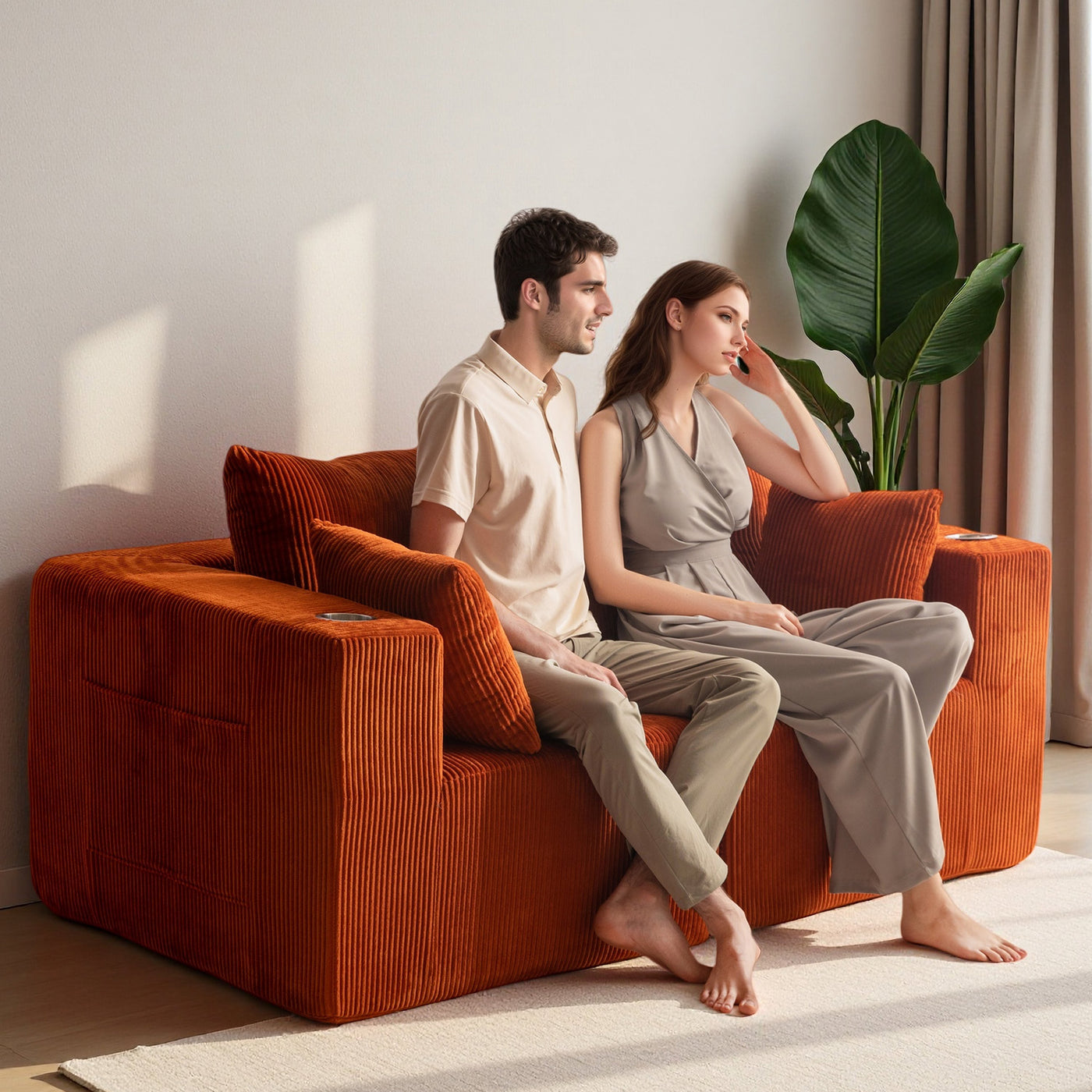Modular Sectional Sofa Couch #color_orange
