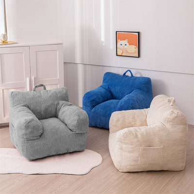 MAXYOYO Kids Bean Bag Chair, Corduroy Bean Bag Couch with Armrests for Children's Room (Grey)