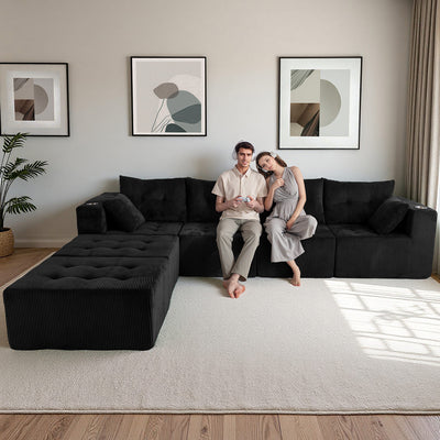 U Shaped Modular Sofa #color_black