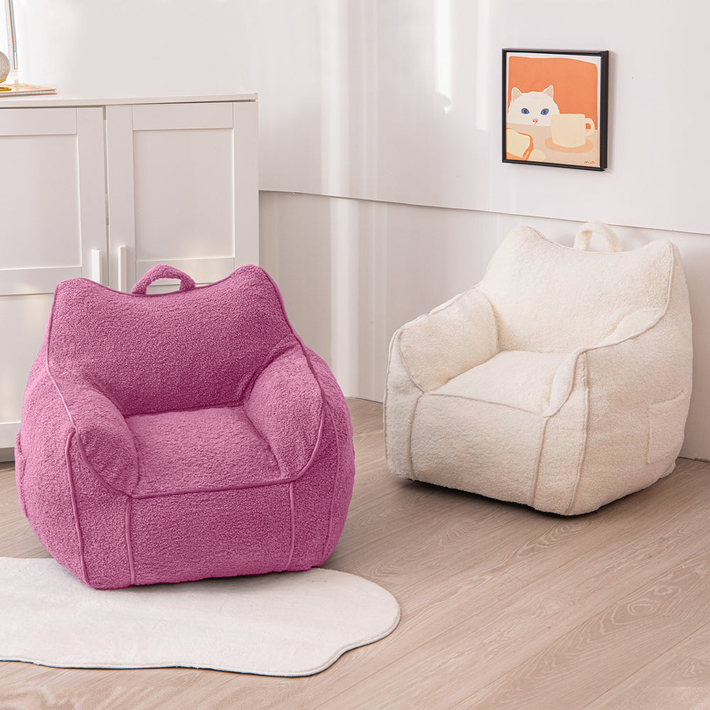 MAXYOYO Kids Bean Bag Chair, Sherpa Bean Bag Couch with Decorative Edges for children's room (Pink)