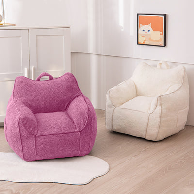 MAXYOYO Kids Bean Bag Chair, Sherpa Bean Bag Couch with Decorative Edges for children's room (Pink)