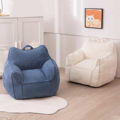 MAXYOYO Kids Bean Bag Chair, Sherpa Bean Bag Couch with Decorative Edges for children's room (White)