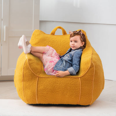 MAXYOYO Kids Bean Bag Chair, Sherpa Bean Bag Couch with Decorative Edges for children's room (Lemon Yellow)