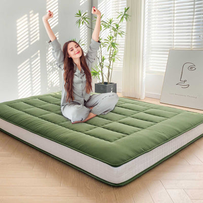 MAXYOYO 6" Extra Thick Japanese Futon Mattress with Rectangle Quilted, Stylish Floor Bed For Family, Green