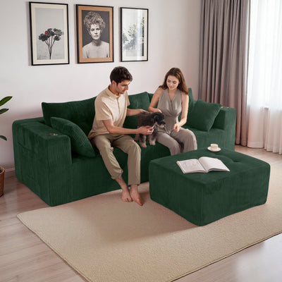 L Shaped Modular Sofa #color_green