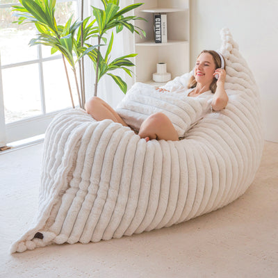 MAXYOYO Giant Bean Bag Chair with Pillow, 3 in 1 Convertible Bean Bag Bed for Adults with Washable Cover, Removable Floor Cushion Stuffed Floor Lounger for Living Room Bedroom