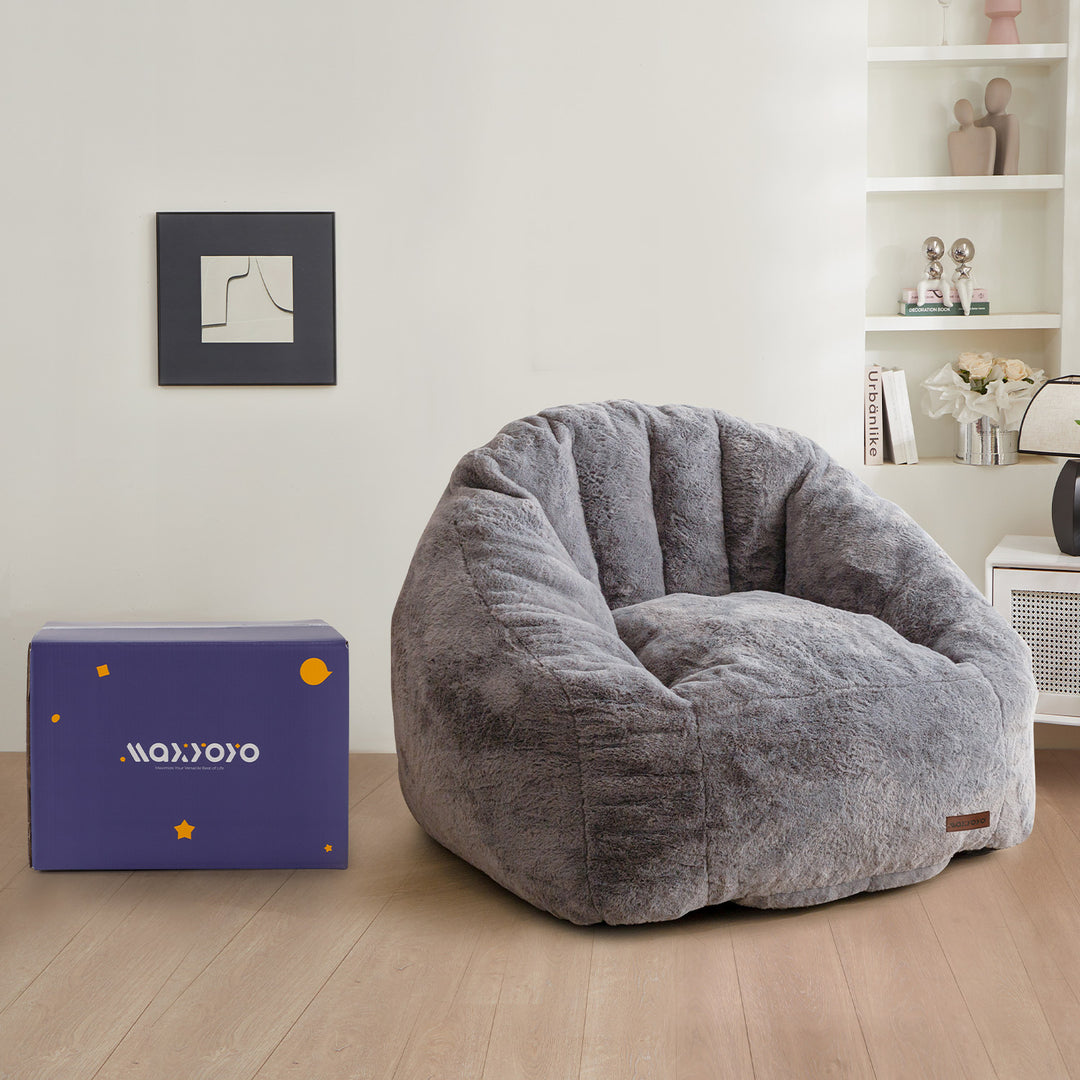 Grey Mink Bean Bag Chairs Living Room 5ft Faux Fur Bean Bag Cover