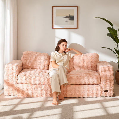 MAXYOYO 3-Seater Bubbled Bean Bag Chair – Tufted Boneless Couch for Living Room, No Assembly