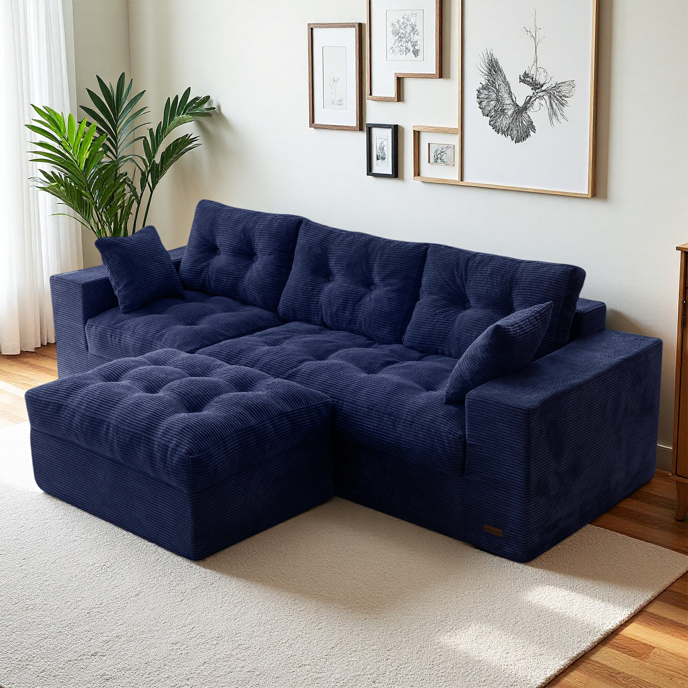MAXYOYO L-Shaped Sectional Puffinest Modular Sofa – Convertible Ottoman, No-Assembly, 4-in-1 Flexible Layout