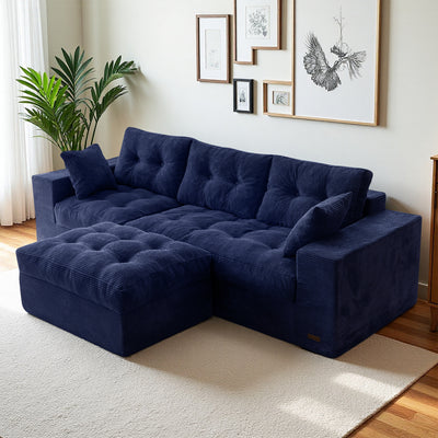 MAXYOYO L-Shaped Sectional Puffinest Modular Sofa – Convertible Ottoman, No-Assembly, 4-in-1 Flexible Layout