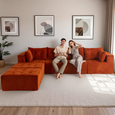 U Shaped Modular Sofa #color_orange